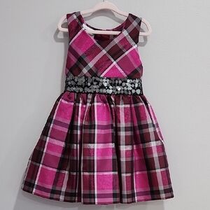 Plaid Pink and Black Kids Dress